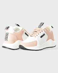 Versace Light Pink and White Calf Leather Sneakers