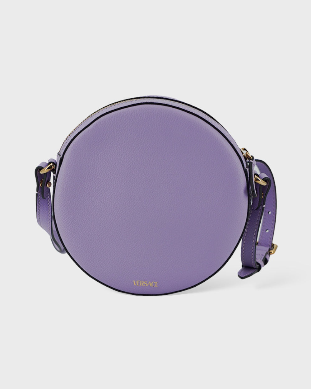 Versace Purple Calf Leather Round Disco Shoulder Bag