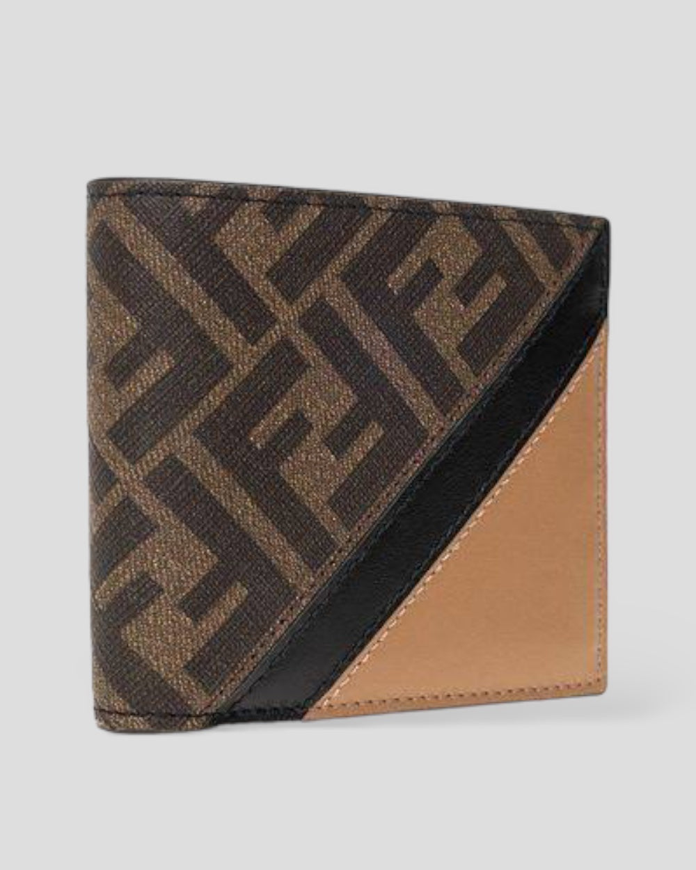Fendi Fabric and Leather Brown Bifold Wallet