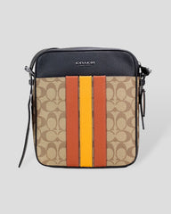 COACH Hudson 21 Signature Varsity Stripe Coated Canvas Crossbody Bag