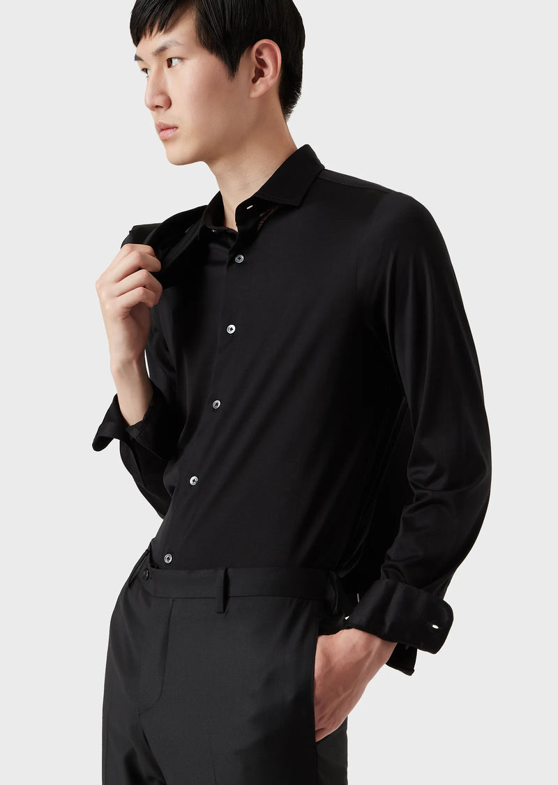 Emporio Armani Tencel-blend Shirt Black