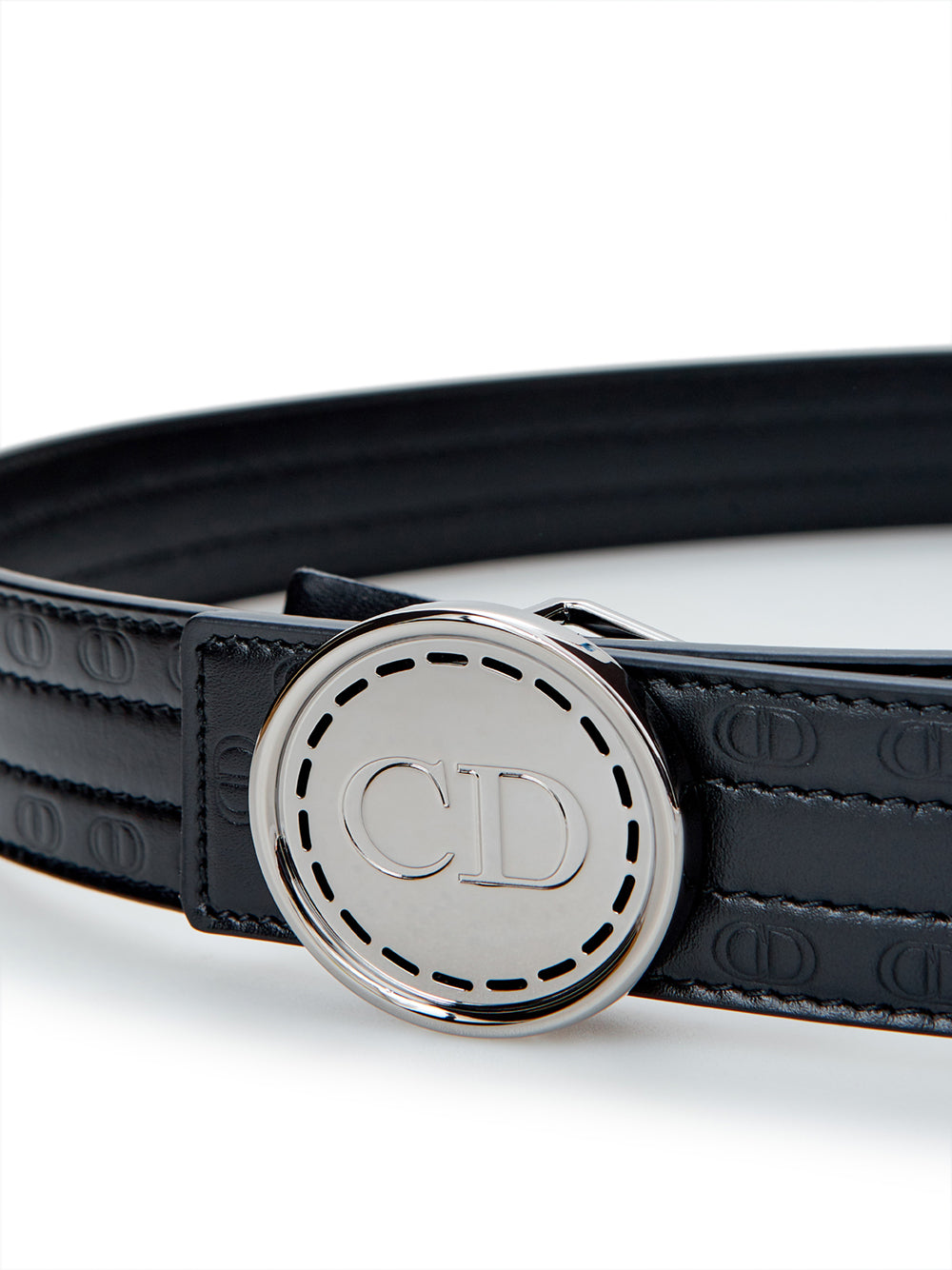 Dior Black Leather Hoon CD Belt