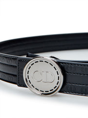 Dior Black Leather Hoon CD Belt
