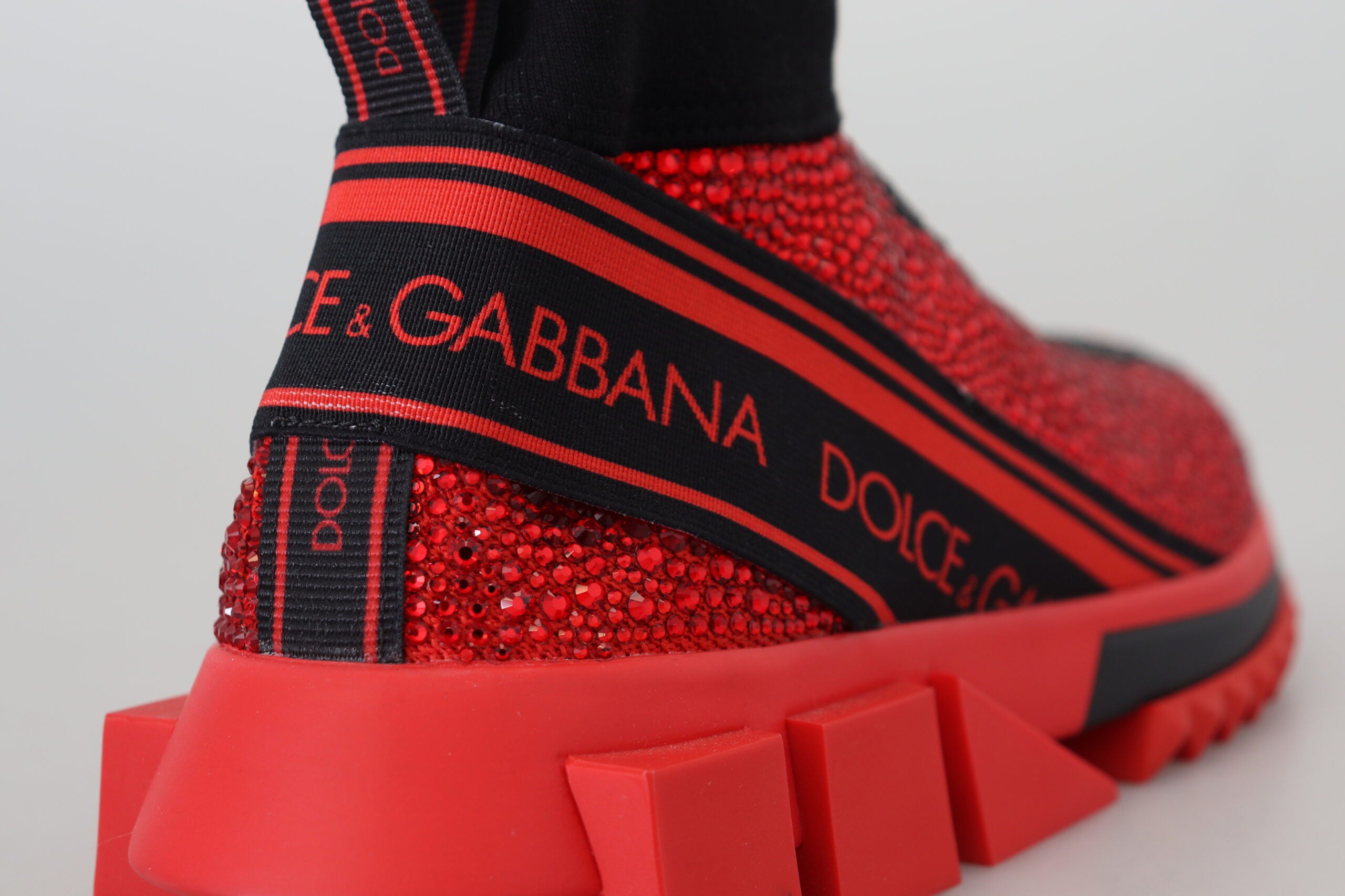 Dolce & Gabbana Rode Bling Sneakers Sokken