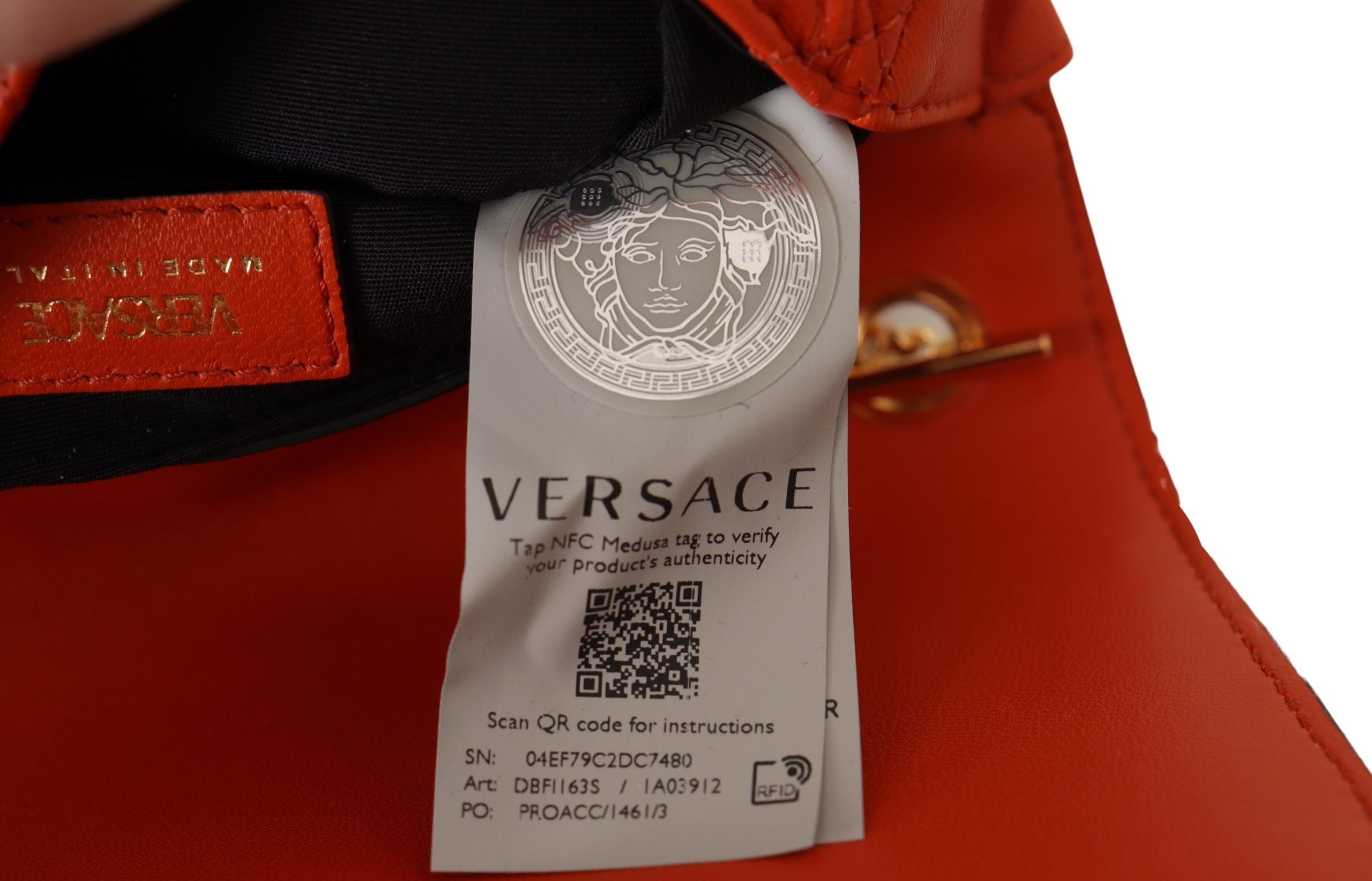 Versace Red Nappa Leather Medusa Small Crossbody Bag